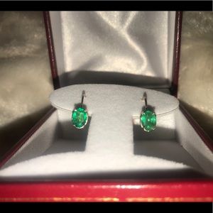 💯 14K Colombian Emerald 1.60ct YG Dangle Earrings